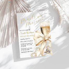 Pearls & Prosecco Bow Bridal Shower Invitation Inbjudningar