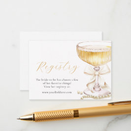 Pearls & Prosecco Bow Bridal Shower Registry Tilläggskort