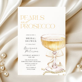 Pearls & Prosecco Bow Inbjudningskort för möhippan