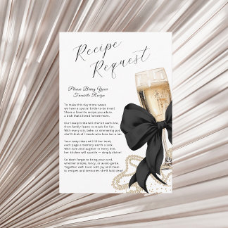Pearls & Prosecco Bridal Recipe Black Bow Tilläggskort