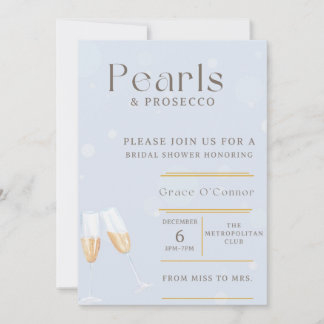 Pearls & Prosecco Bridal Shower Invitation Inbjudningar