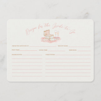 Pearls & Prosecco Bridal Shower Recipe Card Tilläggskort