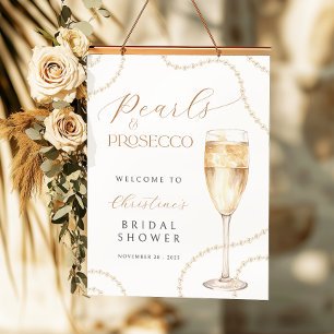 Pearls Prosecco Bröllopsdusch Affisch Skylt Digita