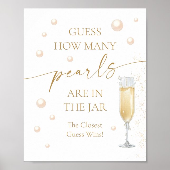 Pearls Prosecco Bröllopsdusch Gissa Hur Många Spel Poster (Framsidan)