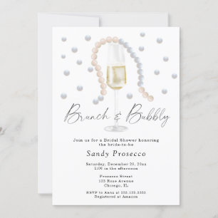Pearls & Prosecco Brunch och bubblande Möhippa Inbjudningar