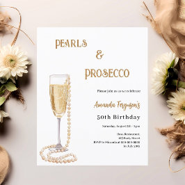 Pearls Prosecco-bubbelfödelsedagsinbjudan