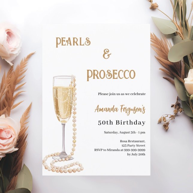 Pearls Prosecco-bubblans födelsedag Inbjudningar (Skapare uppladdad)
