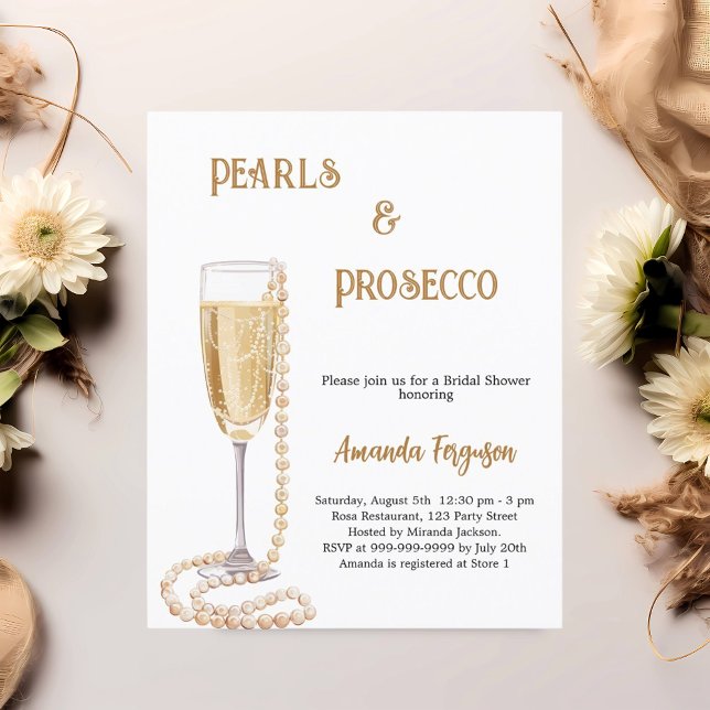 Pearls Prosecco bubbly Inbjudningskort för möhippa (Skapare uppladdad)