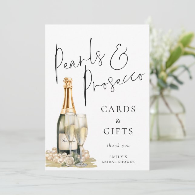 Pearls Prosecco Cards Gifts Sign-Möhippa Inbjudningar (Stående Fram)