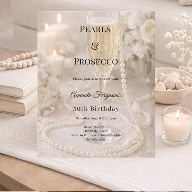 Pearls Prosecco Champagne birthday invitation (Skapare uppladdad)