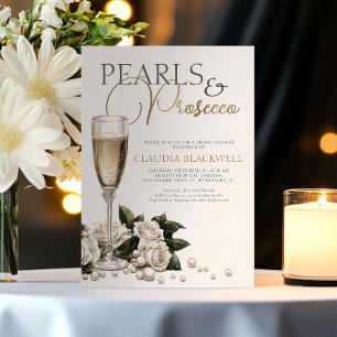 Pearls Prosecco Champagne Möhippa Inbjudningar