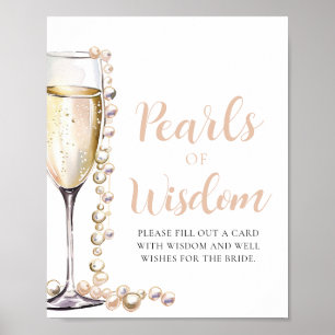 Pearls & Prosecco Champagne Pearls of Wisdom Sign Poster