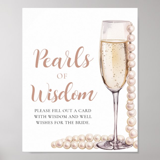 Pearls & Prosecco Champagne Pearls of Wisdom Sign Poster (Framsidan)