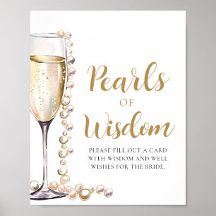 Pearls & Prosecco Champagne Pearls of Wisdom Sign Poster