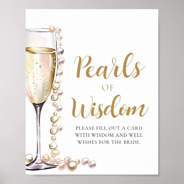 Pearls & Prosecco Champagne Pearls of Wisdom Sign Poster (Framsidan)