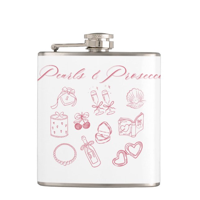 Pearls & Prosecco Design | Rosa tjejbröllop Fickplunta (Framsidan)