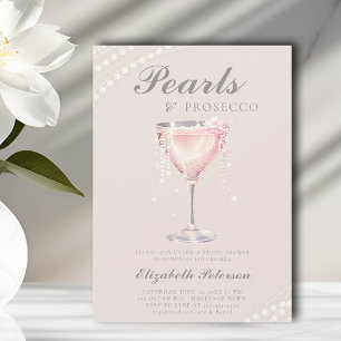 Pearls Prosecco Dusty Rosa Brunch Möhippa Inbjudningar