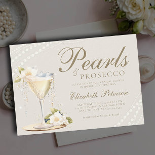 Pearls Prosecco Elegant Chic Brunch Möhippa Inbjudningar