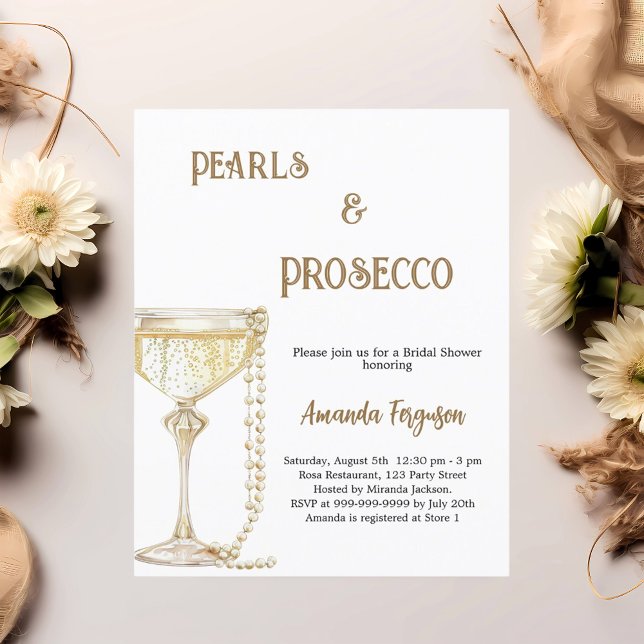 Pearls Prosecco elegant Inbjudningskort för möhipp (Skapare uppladdad)