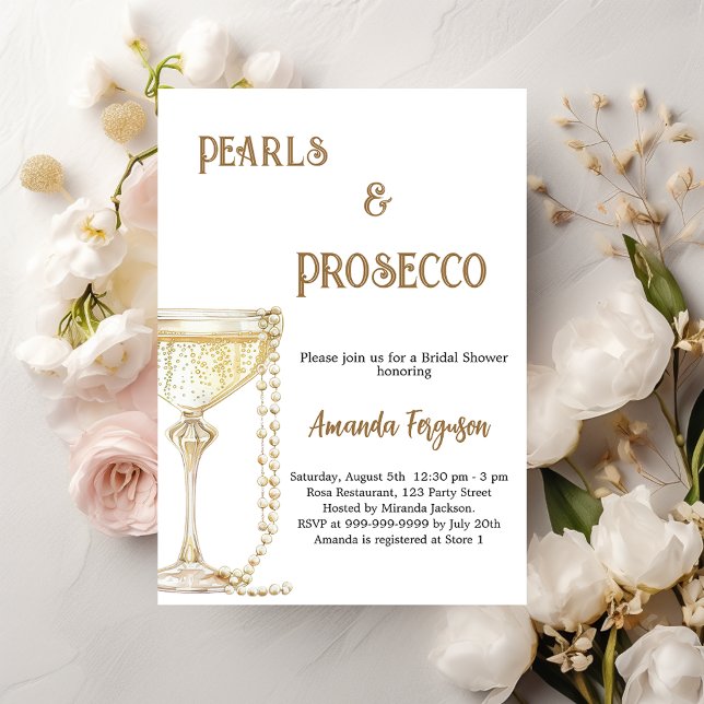 Pearls Prosecco elegant Möhippa Inbjudningar (Skapare uppladdad)