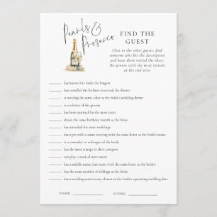 Pearls Prosecco Find Guest Möhippa Game Card Inbjudningar
