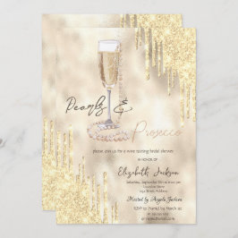 Pearls Prosecco Guld Glitter Drives Möhippa Inbjudningar
