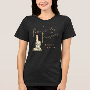 Pearls Prosecco Guld Maid of honor Namn Hen Party T Shirt