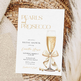Pearls & Prosecco Guld minimal Möhippa Inbjudningar