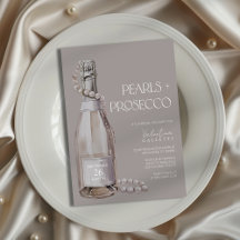 Pearls + Prosecco Inbjudningskort för möhippan