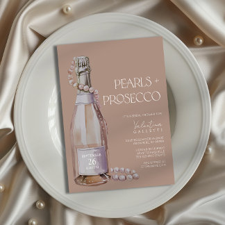 Pearls + Prosecco Inbjudningskort för möhippan