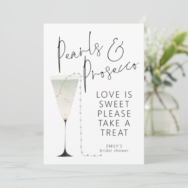 Pearls Prosecco Kärlek är Sweet Möhippa Card Inbjudningar (Stående Fram)