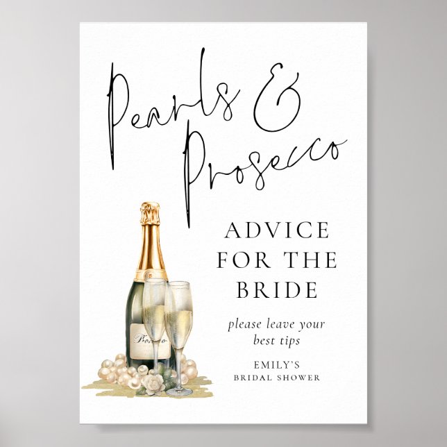 Pearls Prosecco Möhippa Adress for Bride Poster (Framsidan)