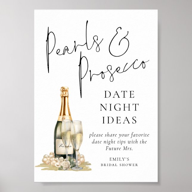 Pearls Prosecco-Möhippa Datum för nattföreställnin Poster (Framsidan)