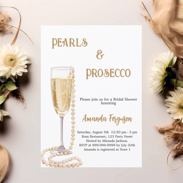 Pearls Prosecco-Möhippa Inbjudningar (Skapare uppladdad)
