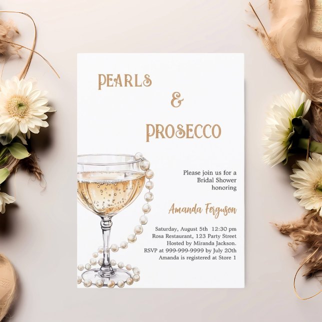 Pearls Prosecco Möhippa Inbjudningar (Skapare uppladdad)