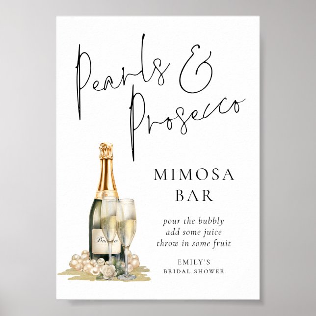 Pearls Prosecco Möhippa Mimosa Pub Sign Poster (Framsidan)