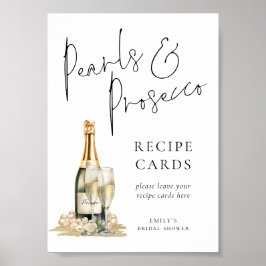 Pearls Prosecco Möhippa Recept Card-tecken Poster