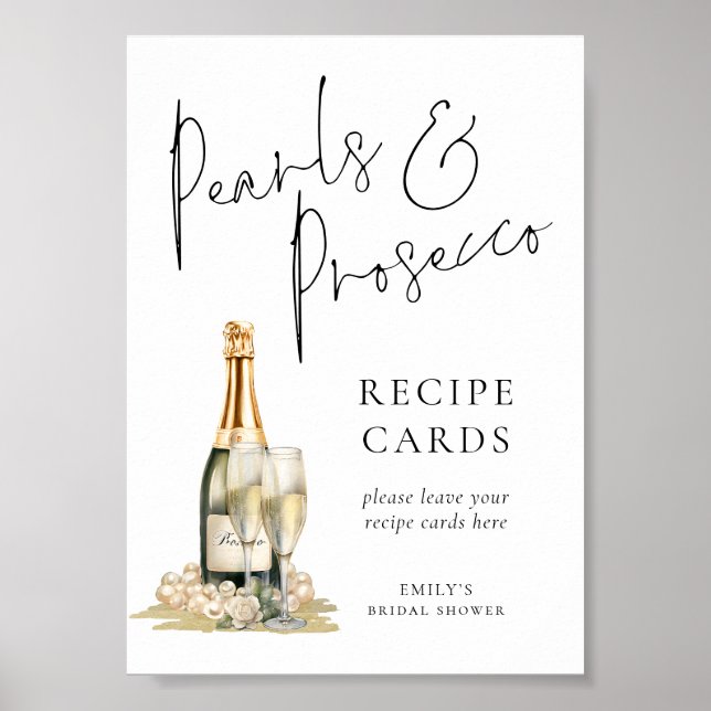 Pearls Prosecco Möhippa Recept Card-tecken Poster (Framsidan)