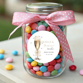 Pearls & Prosecco-Möhippa Runt Klistermärke
