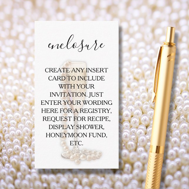 Pearls & Prosecco-Möhippa Tilläggskort (CREATE YOUR OWN Pearls & Prosecco Bridal Shower Enclosure Cards for any details your guests need)