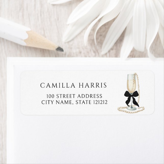 Pearls & Prosecco Return Address Label Returadress Etikett (Insitu)