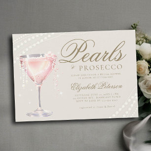 Pearls Prosecco Rosa Bubly Ecru Möhippa Inbjudningar