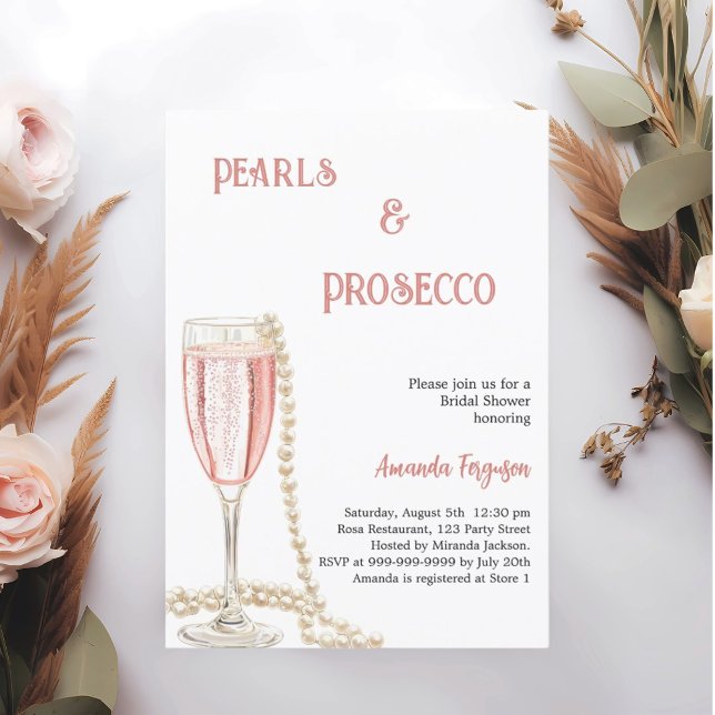 Pearls Prosecco rosa Möhippa Inbjudningar (Skapare uppladdad)