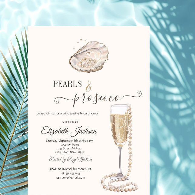  Pearls & Prosecco Seashell Cream Inbjudningar (Skapare uppladdad)