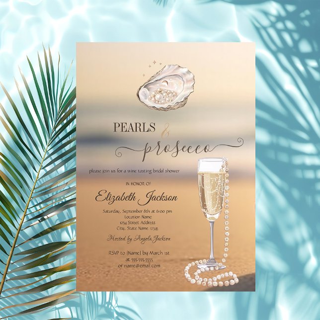 Pearls & Prosecco Sunset Beach Seashell Inbjudningar (Skapare uppladdad)