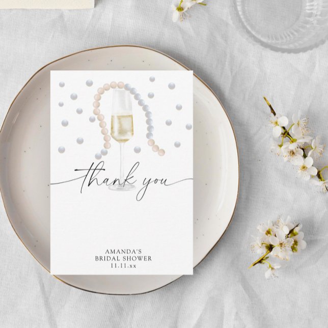 Pearls & Prosecco - tack för möhippan Kort (Skapare uppladdad)