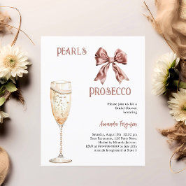 Pearls Proseccos rosa bow Inbjudningskort för möhi