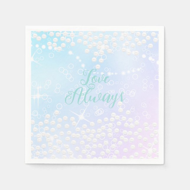 Pearls Shine Blue Rosa Pappersservett (Framsidan)