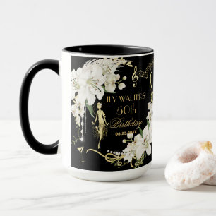 Pearls White Blommigt Art Deco Gatsby 20-årsjubile Mugg