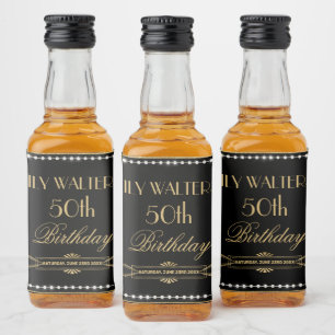 Pearls White Blommigt Art Deco Gatsby 20-årsjubile Spritflaskor Etikett